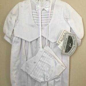 Little Things Mean a Lot Christening Baptism Coverall Sateen BowTie & Bonnet NEW